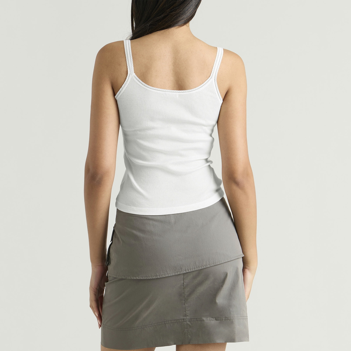 Fruity Booty Women's Intimo Lace Trim Tank Top in White