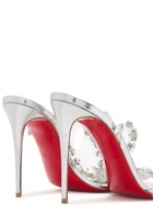 Christian Louboutin Rosalie Jewel 100 Metallic Leather Sandals Silver
