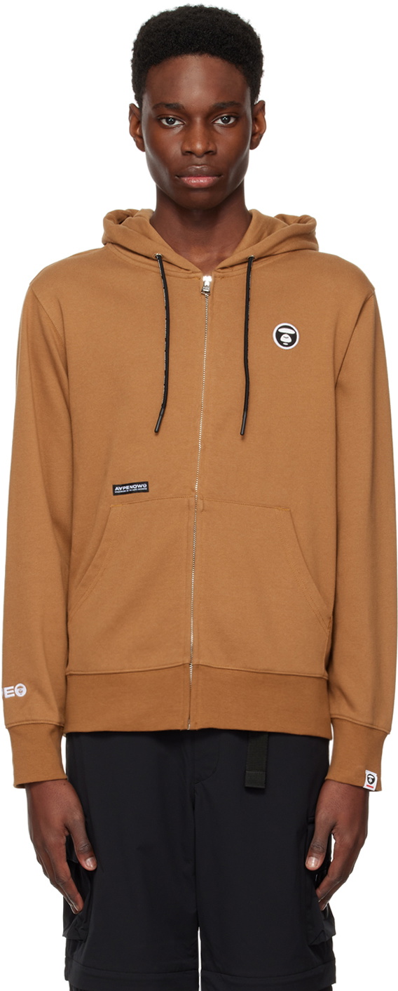 AAPE by A Bathing Ape Brown Zip-Up Hoodie AAPE by A Bathing Ape