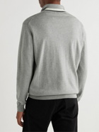 Mr P. - Striped Cotton and Merino Wool-Blend Half-Zip Sweater - Gray