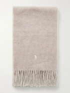 Polo Ralph Lauren - Fringed Logo-Embroidered Reversible Recycled Wool and Nylon-Blend Scarf