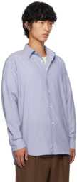 AURALEE Blue & White Wool Stripe Shirt