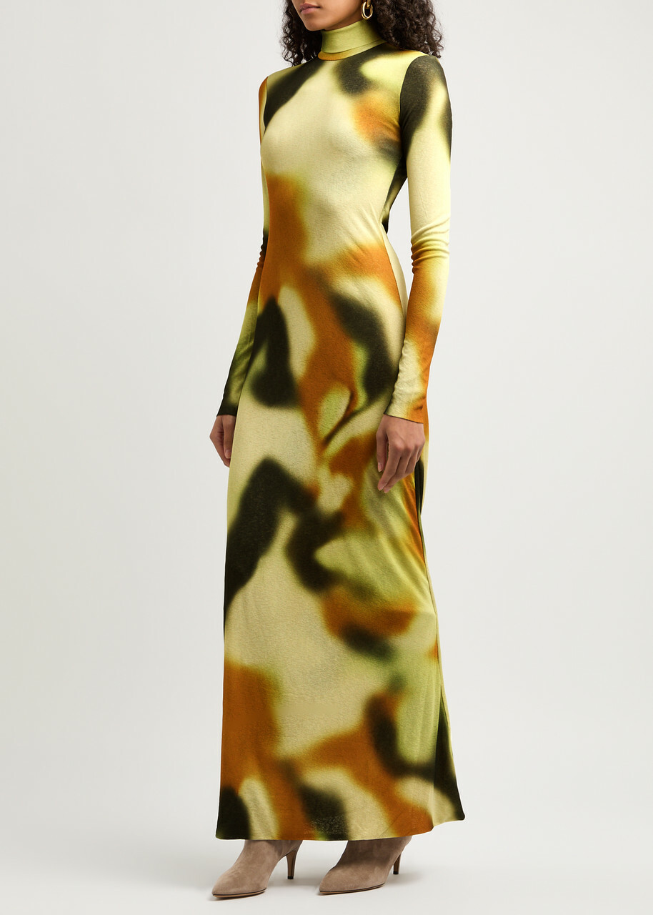 Nanushka Nemy Patterned Fine-knit Maxi Dress Multicoloured