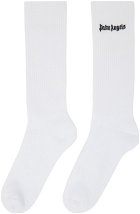 Palm Angels White Embroidered Logo Socks