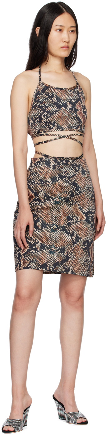 Atlein Black Snake Print Miniskirt