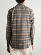 Incotex - Button-Down Collar Checked Cotton-Flannel Shirt - Blue