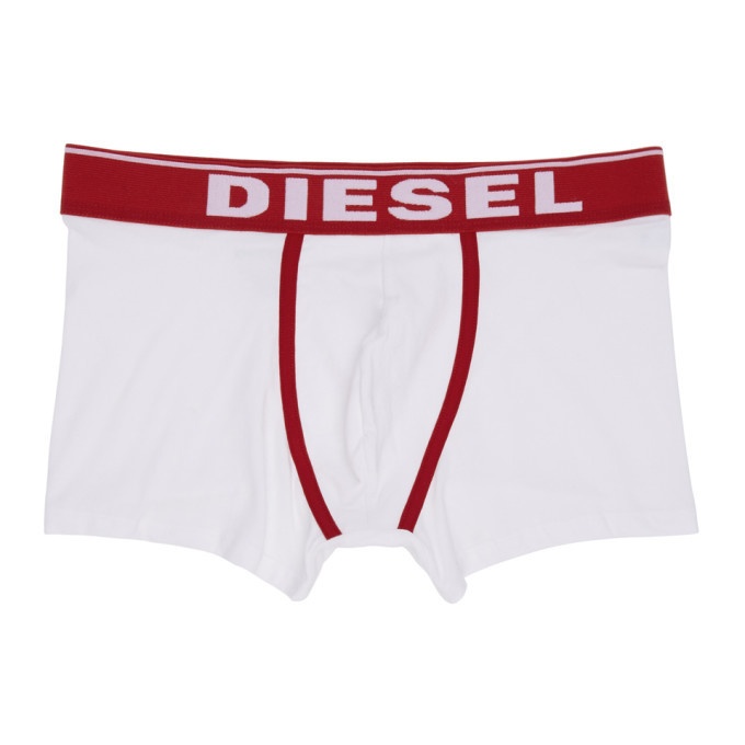 Photo: Diesel Three-Pack White and Red Fresh and Bright Boxer Briefs