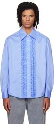 NVRFRGT Blue Ruffle Shirt