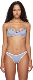 Frankies Bikinis Blue & White Cola Striped Underwire Bikini Top