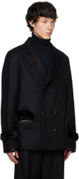 Random Identities Black Wool & Faux-Fur Peacoat