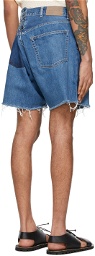 Kuro Blue Crossed Denim Shorts
