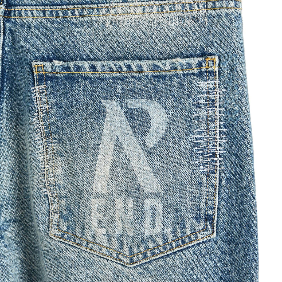 END. x Represent R3 Baggy Destroyer Denim in Mechanical Blue