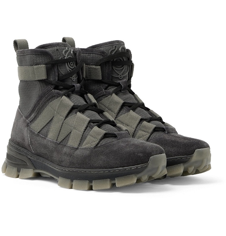 Photo: Loewe - Tech-Canvas and Suede Boots - Gray