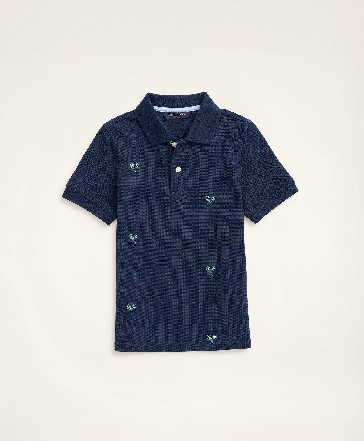 Brooks Brothers Boys Tennis Embroidered Cotton Pique Polo Shirt | Navy