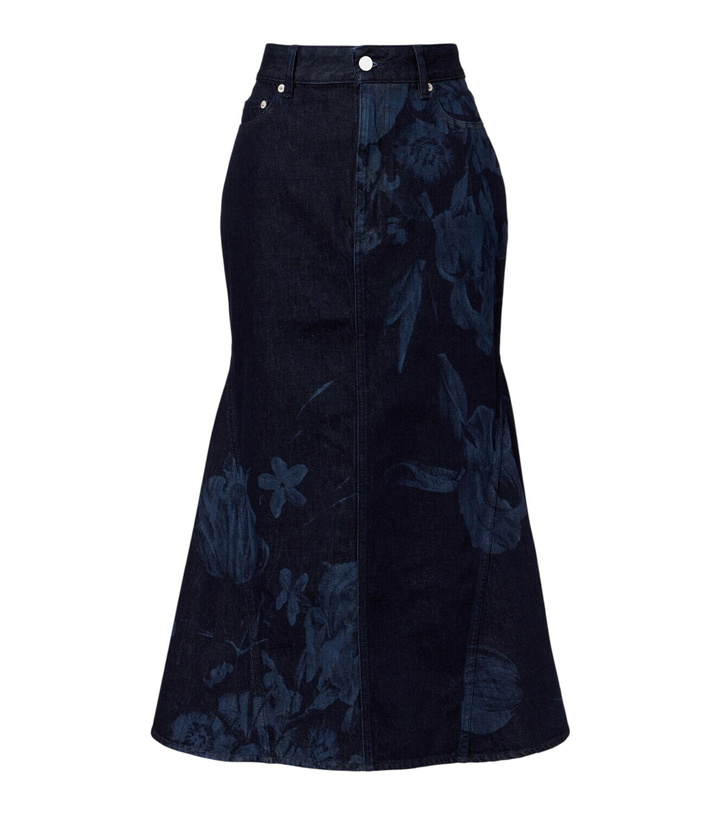 Photo: Erdem Floral flared denim midi skirt