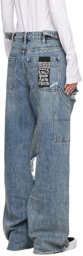Ksubi Blue Low Rider Tuck Frayed Jeans