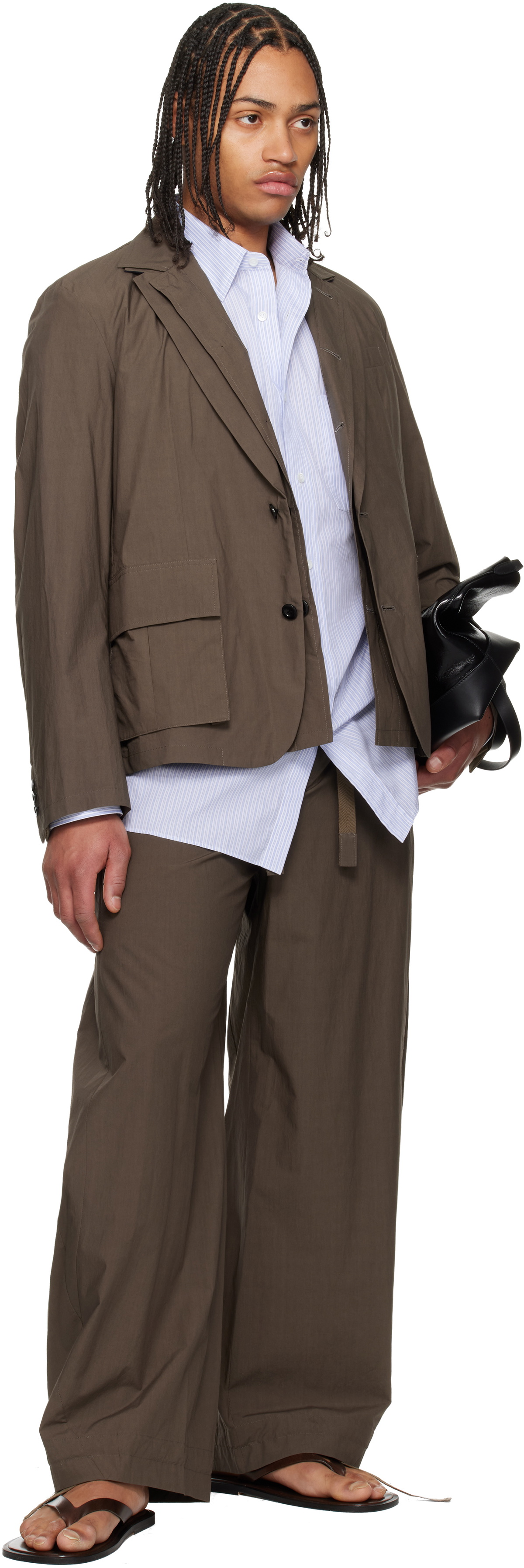 sacai Khaki Cotton Typewriter Blazer