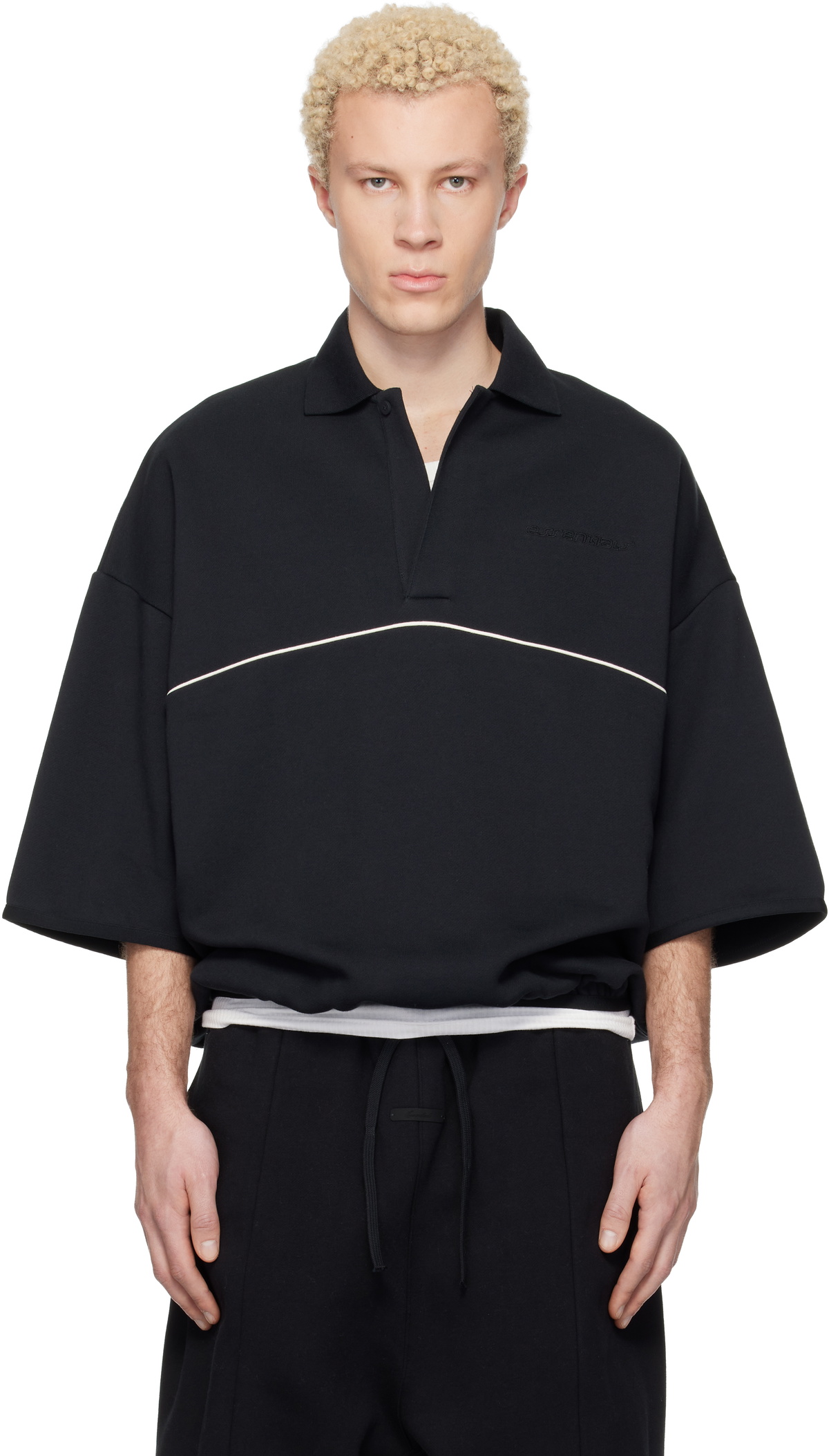 Fear of God ESSENTIALS Black Spread Collar Polo Fear Of God Essentials