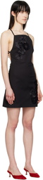 MSGM Black Floral Appliqué Minidress