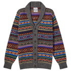 Jamieson's of Shetland Men's Fair Isle Shawl Collar Cardigan in Derby Grey