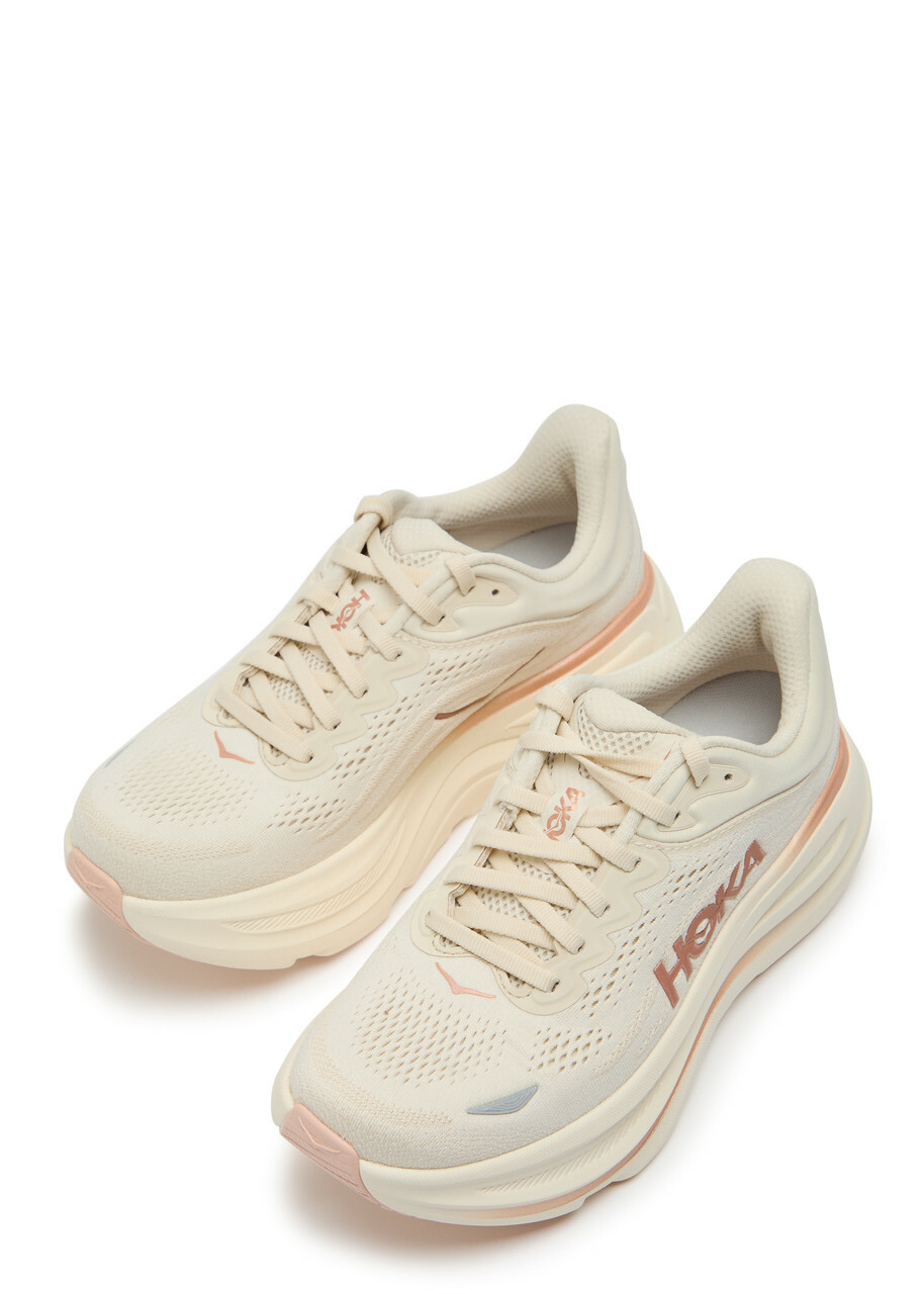 Hoka Bondi 9 Mesh-knit Sneakers Cream