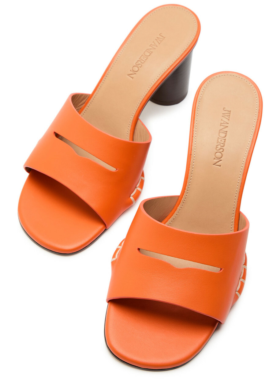 JW Anderson 70 Leather Loafer Mules Orange