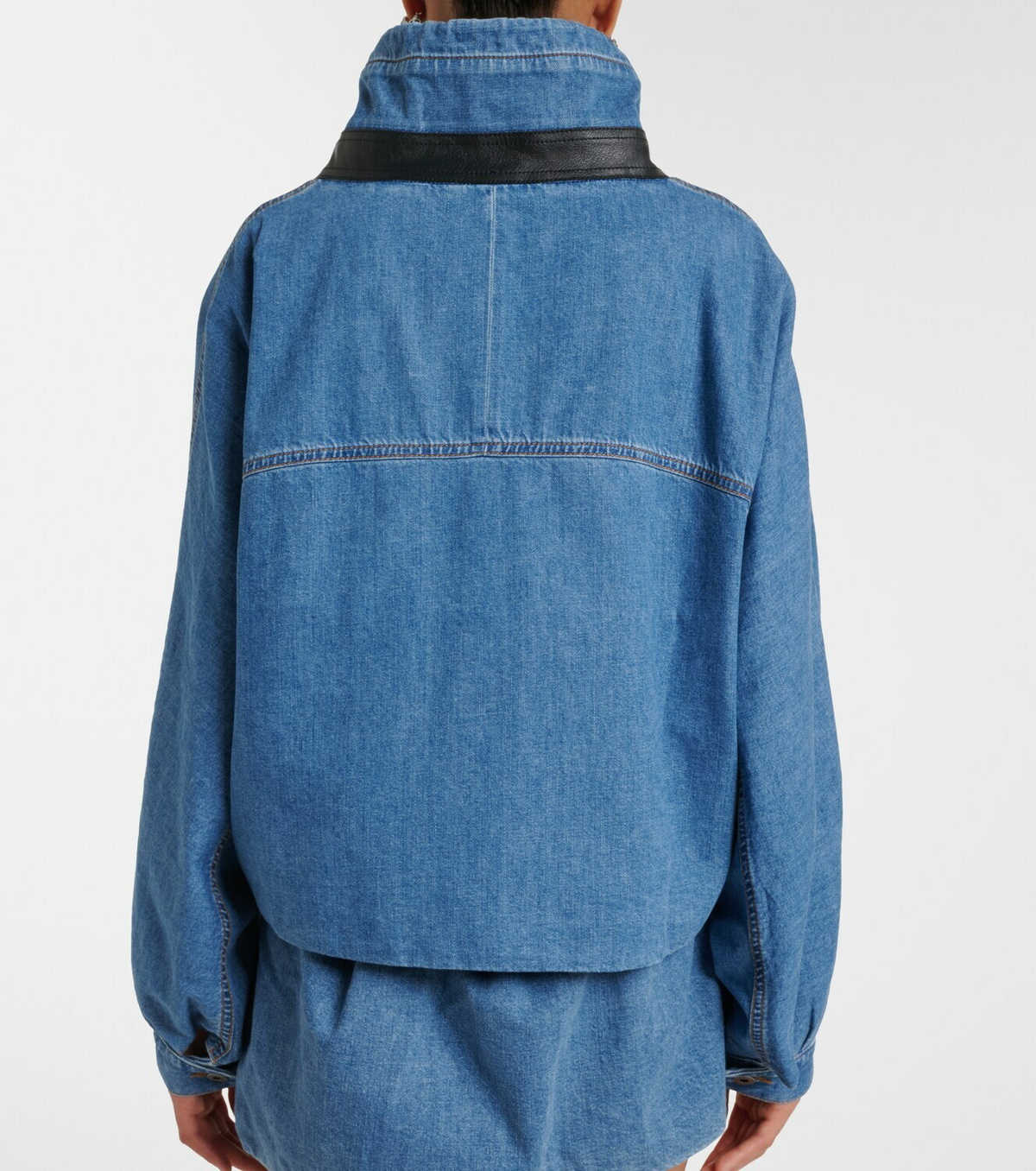 Loewe Leather-trimmed denim jacket