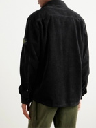 Stone Island - Logo-Appliquéd Garment-Dyed Cotton-Corduroy Shirt Jacket - Black