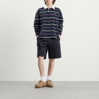 Le Père Men's Long-Sleeve Rugby Polo in Brown Multi Stripe