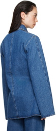 BITE Blue Curved Pull On Denim Shirt