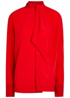 Victoria Beckham Draped Asymmetric Silk Blouse Red