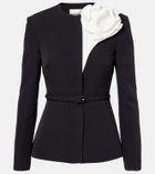 Roland Mouret Floral-appliqué peplum crêpe blazer
