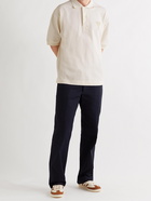 AMI PARIS - Logo-Embroidered Cotton-Piqué Polo Shirt - Neutrals