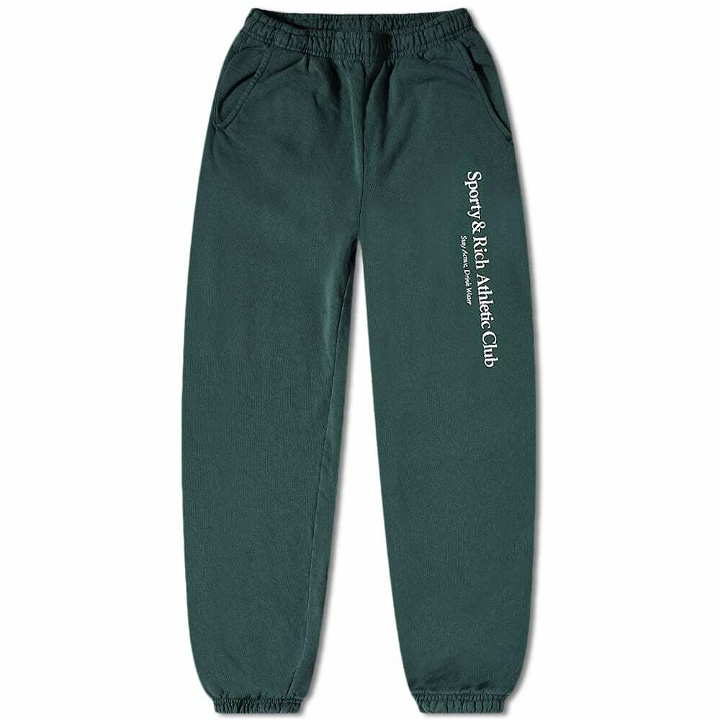 Photo: Sporty & Rich Athletic Club Sweat Pant in Forest/White
