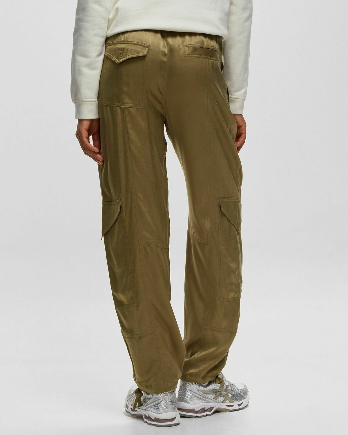 Women's Cargo pants in slub satin