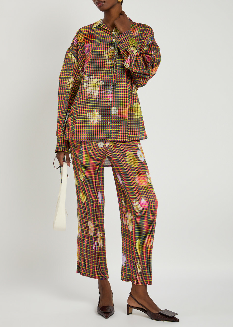 Julia Heuer Jack Kristall Plissé Satin Trousers Multicoloured 1
