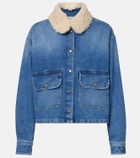 Moncler Teddy-trimmed denim shirt