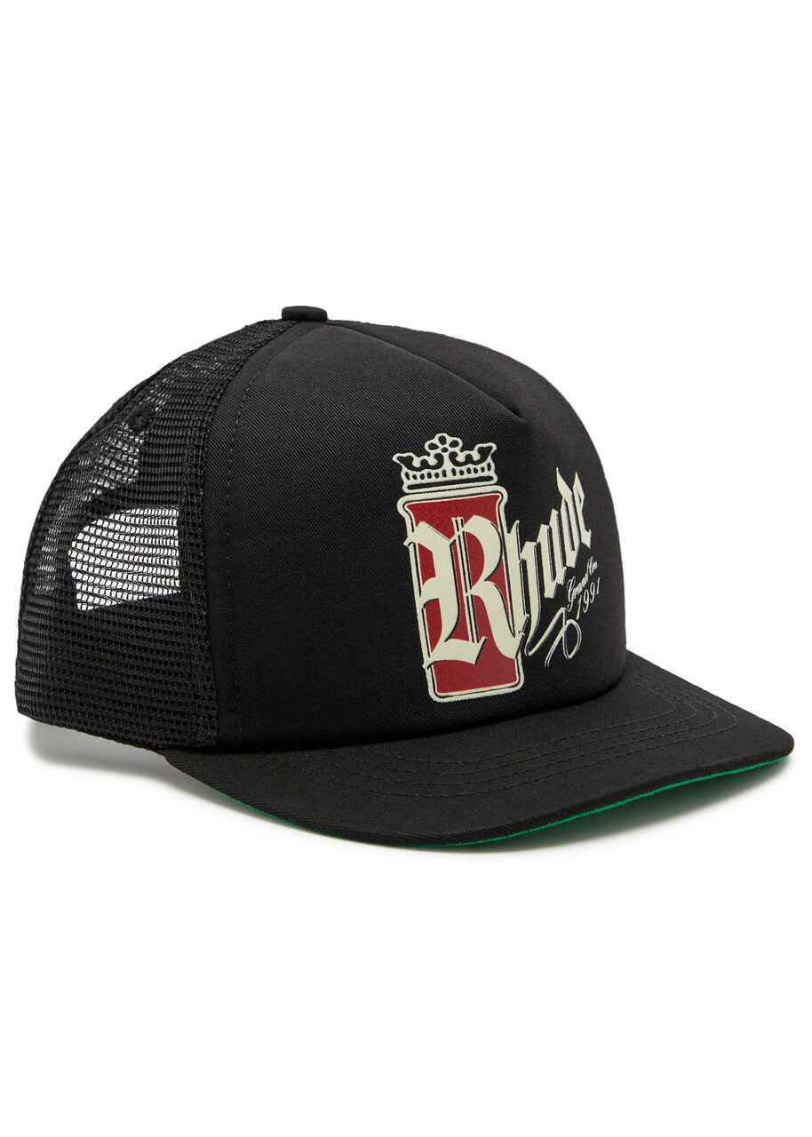 Rhude Fumar Logo Mesh and Woven cap - Black - One Size