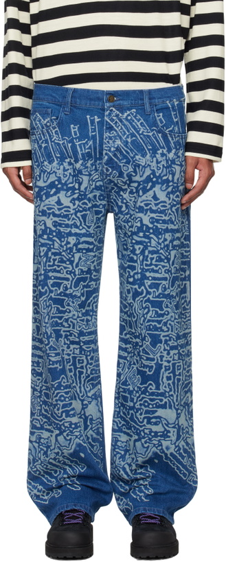 Photo: Robyn Lynch Blue Laser Etched Map Jeans