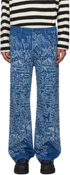 Robyn Lynch Blue Laser Etched Map Jeans