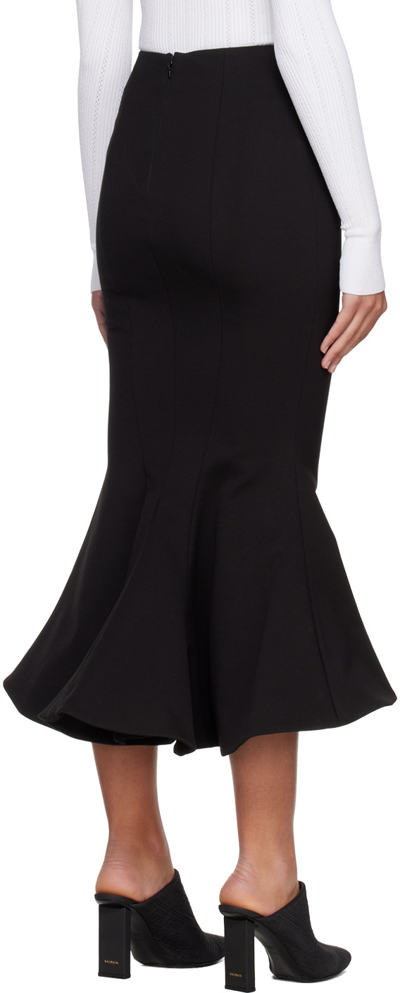Balmain Black Flared Midi Skirt Balmain