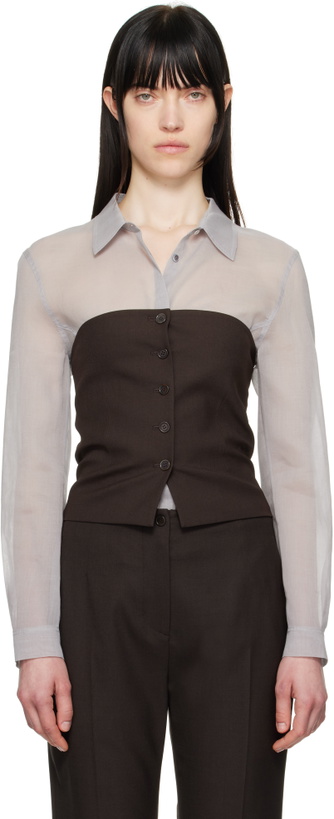 Photo: AMOMENTO Brown Button Up Bustier Top