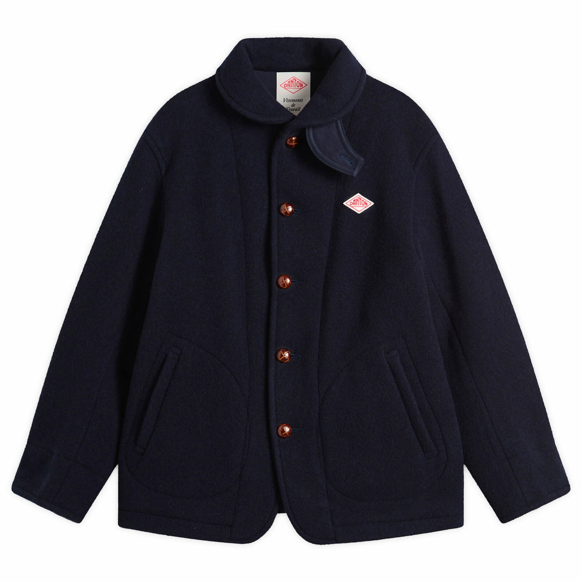 Danton Men's Wool Zip Stand Collar Jacket in Navy Danton