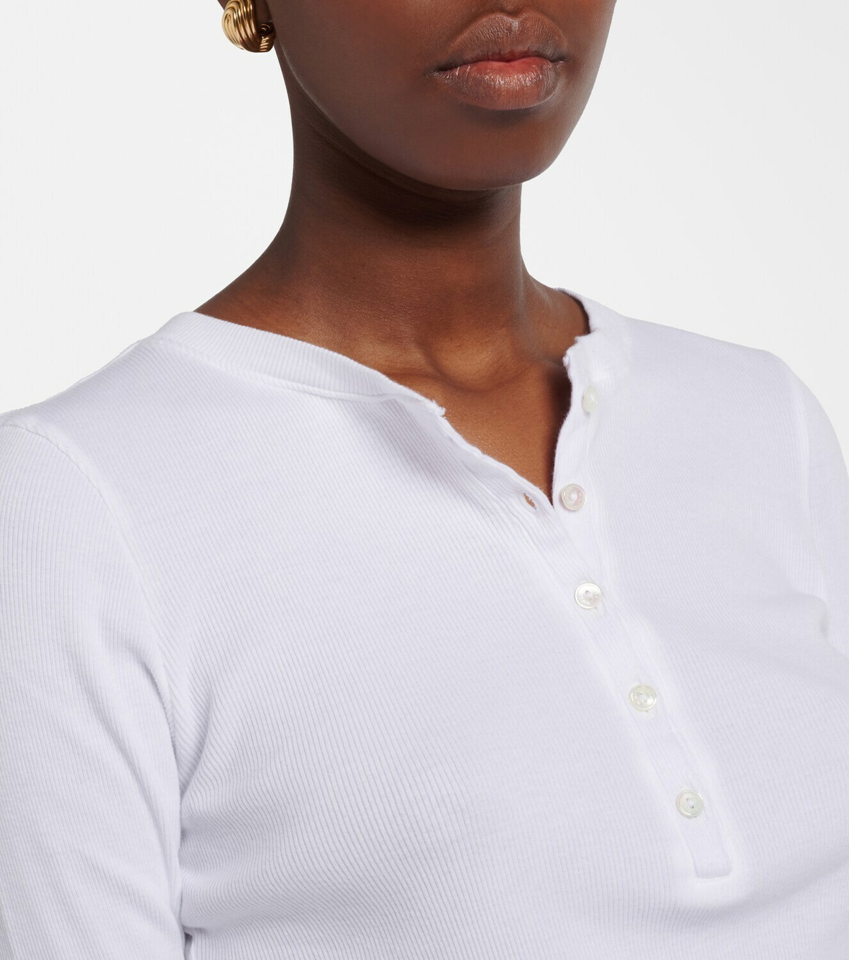 Nili Lotan Jordan ribbed-knit cotton Henley shirt