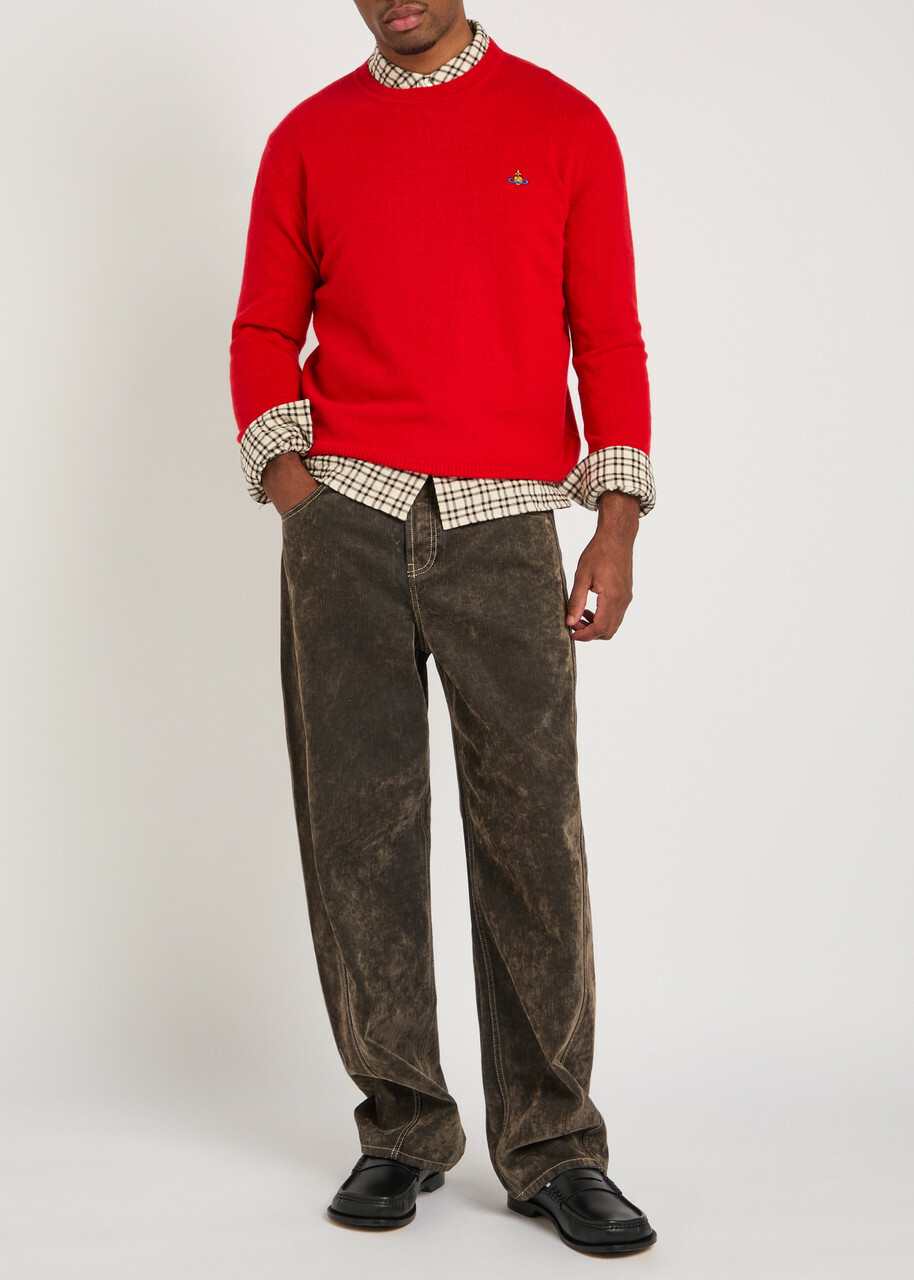 Vivienne Westwood Alex Logo Wool and Cashmere-blend Jumper Red