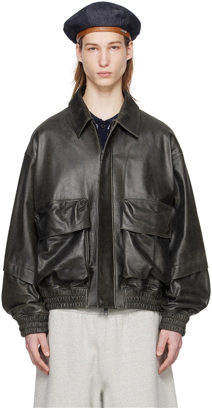 Photo: AFTER PRAY Black Oversized Leather Jacket