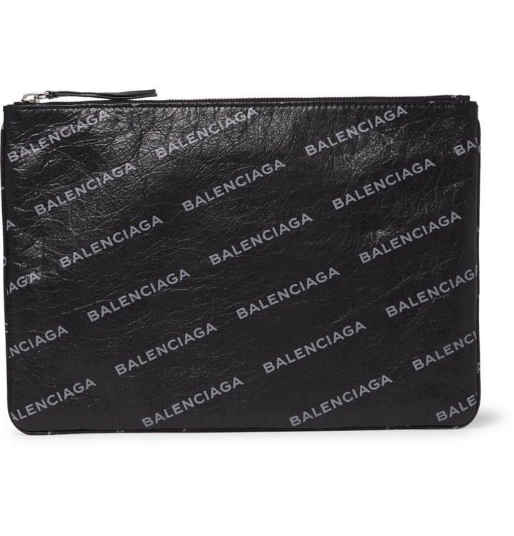 Photo: Balenciaga - Supermarket Printed Creased-Leather Pouch - Men - Gray