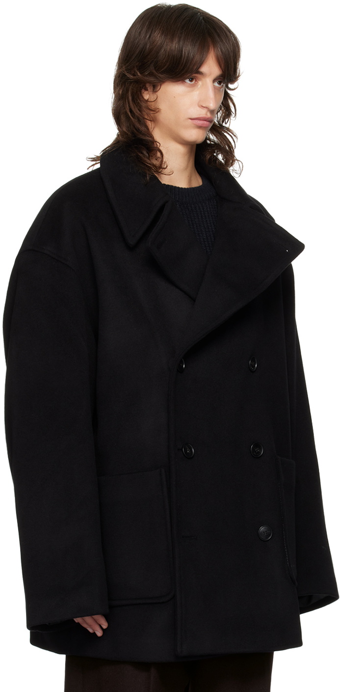 The Frankie Shop Black Cooper Wool Peacoat