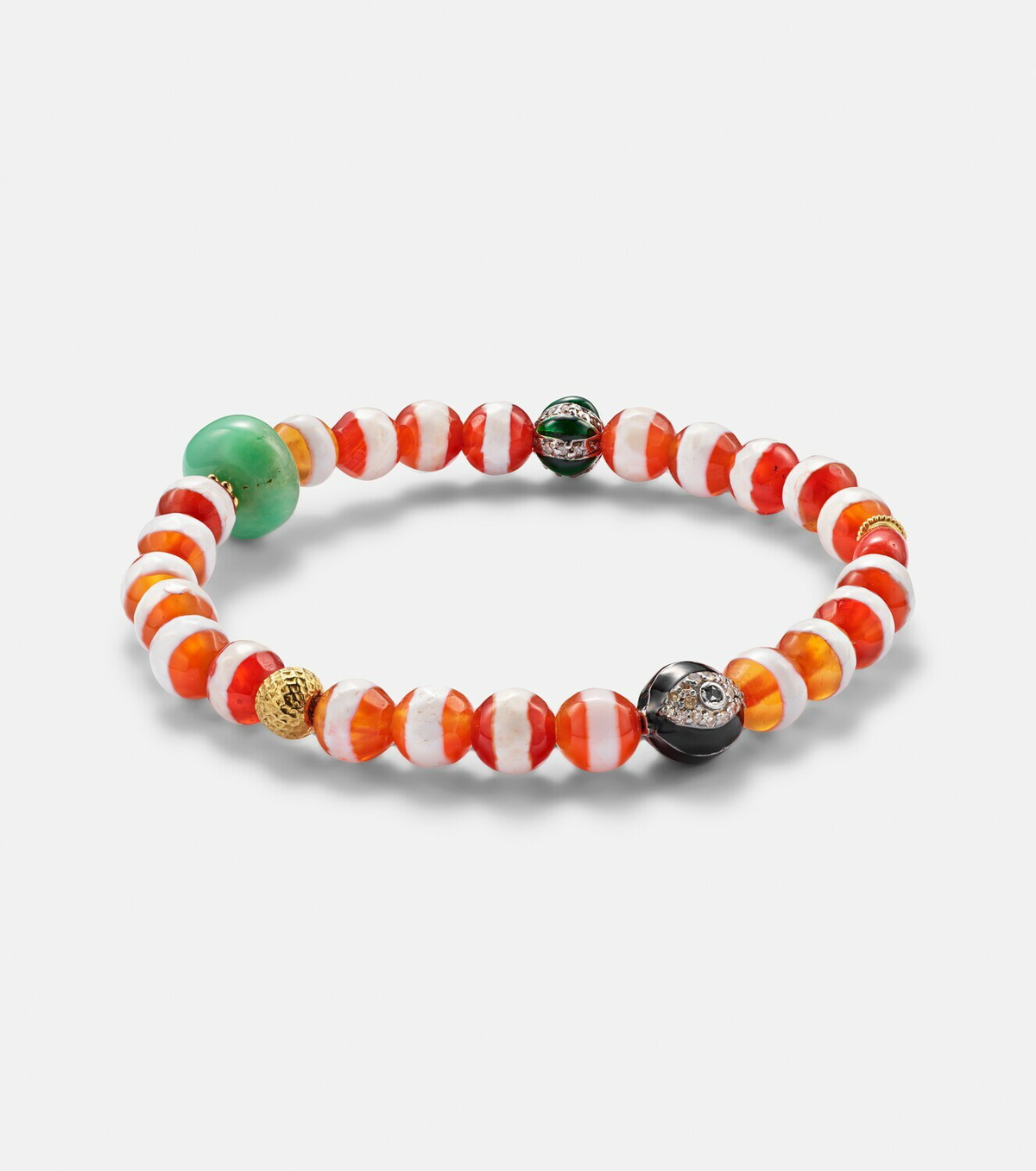 Ileana Makri 18kt gold beaded bracelet with gemstones