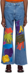 Marni Blue No Vacancy Inn Edition Embroidered Jeans